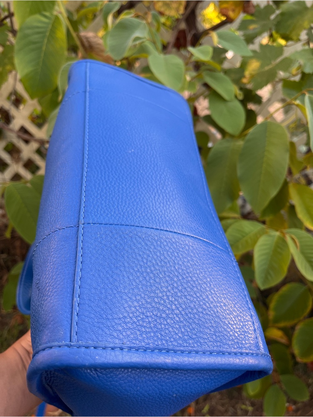 Tory Burch Blue Leather Satchel with Gold Logo - Picture 6 of 10
